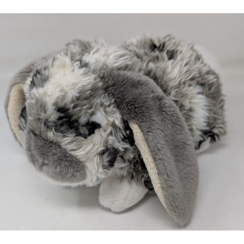 Living Nature Gray Black White Lop Eared Bunny Rabbit Realistic‎ Stuffed Plush